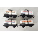 Réf 18165 LOT DE 4 WAGON CITERNE PRIMAGAZ A ESSIEUX HORNBY SANS BOITE HO