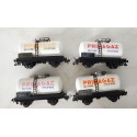 Réf 18165 LOT DE 4 WAGON CITERNE PRIMAGAZ A ESSIEUX HORNBY SANS BOITE HO
