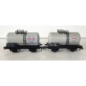 Réf 18166 LOT DE 2 WAGONS CITERNES ESSO GRIS A ESSIEUX HORNBY SANS BOITE HO