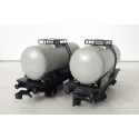 Réf 18166 LOT DE 2 WAGONS CITERNES ESSO GRIS A ESSIEUX HORNBY SANS BOITE HO