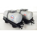 Réf 18166 LOT DE 2 WAGONS CITERNES ESSO GRIS A ESSIEUX HORNBY SANS BOITE HO