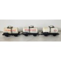 Réf 18167 LOT DE 3 WAGONS CITERNES PRIMAGAZ + ESSO A ESSIEUX HORNBY SANS BOITE HO