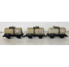Réf 18168 LOT DE 3 WAGONS CITERNES GRISES ESSO A ESSIEUX HORNBY SANS BOITE HO