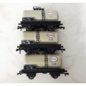 Réf 18168 LOT DE 3 WAGONS CITERNES GRISES ESSO A ESSIEUX HORNBY SANS BOITE HO