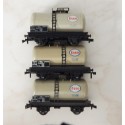 Réf 18168 LOT DE 3 WAGONS CITERNES GRISES ESSO A ESSIEUX HORNBY SANS BOITE HO