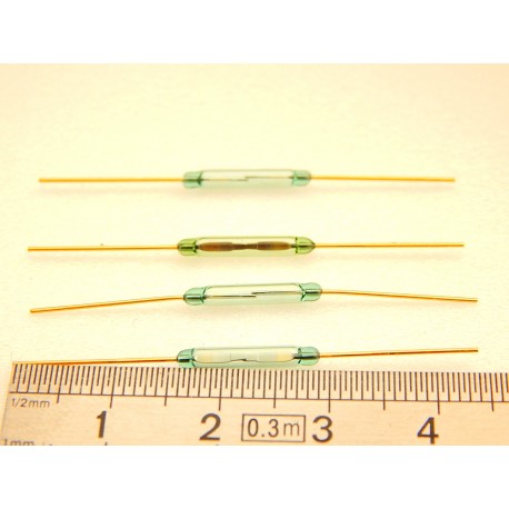 lot de 4 interupteurs a lame souple ILS 14 mm tige cuivre couleur verte- HO