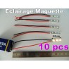 Lot de 10 éclairages led blanc chaud de 2,5 cm pour maquette jouef ou autres - N - HO