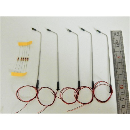 5 LAMPADAIRES METAL INOX A LEDS ECALAIRAGE MAQUETTE JOUEF HO