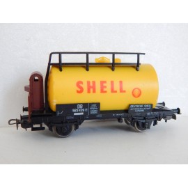WAGON CITERNE JAUNE A ESSIEUX SHELL MARQUE PIKO HO