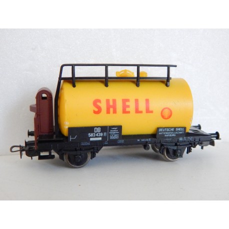 WAGON CITERNE JAUNE A ESSIEUX SHELL MARQUE PIKO HO