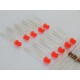 10 LEDS 3 MM ROUGE CYLINDRIQUE FLAT TOP DIFUSANT + 10 RESISTANCE