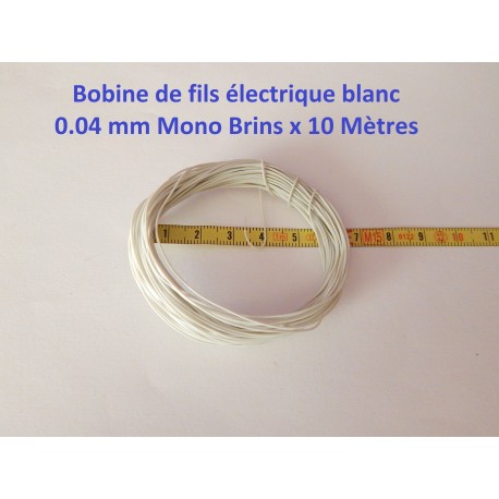 10 mètres de fils souple blanc NMRA cuivre 0,04mm2 Jouef ou autres - N - HO - O
