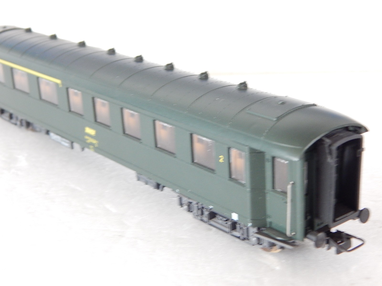 Voiture LGB Réf 3060 - 2/3 Cl - Verte - Éclairage Intérieur - Occasion