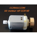 réf CC0140 KIT MOTEUR LOCOMOTIVE DOUBLE AXE TYPE 130 VOLANT INERTIE ET PIGNON HO