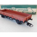 UN WAGON HORNBY PLAT A ESSIEUX RIDELLES BASSES EN BOITE VERTE - HO REF 718