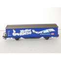 MARKLIN WAGON COUVERT BLEU RIESE A ESSIEUX HO 3 RAILS