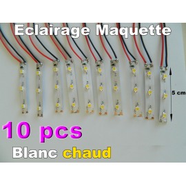 Lot de 10 éclairages leds blanc chaud de 5 cm pour maquette Jouef - HO - O
