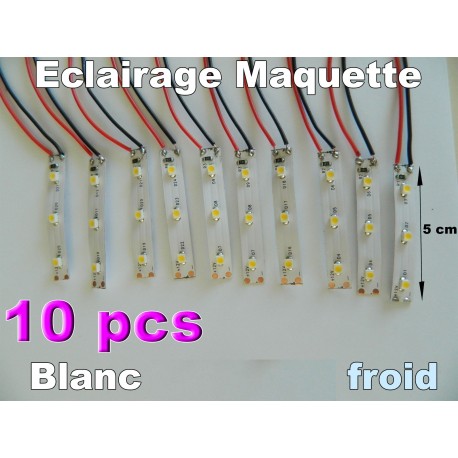 Lot de 10 éclairages leds blanc froid de 5 cm pour maquette Jouef - HO - O