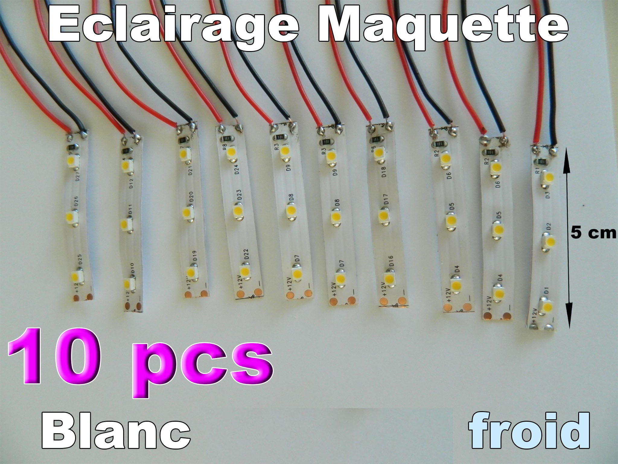 LOT DE 5 lumières DEL modèle échelle N pour aménagement et bâtiments EUR 10,49 - FR LOT DE 5 lumières DEL modèle échelle N pour aménagement et bâtiments EUR 10,49 - FR