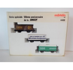 MARKLIN HAMO COFFRET WAGONS 50ème ANNIVERSAIRE SNCF REF 4488 SYTEME 2 RAILS HO