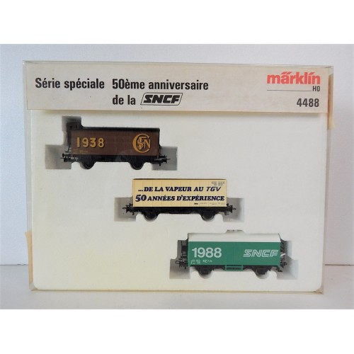 MARKLIN HAMO COFFRET WAGONS 50ème ANNIVERSAIRE SNCF REF 4488 SYTEME 3 RAILS HO