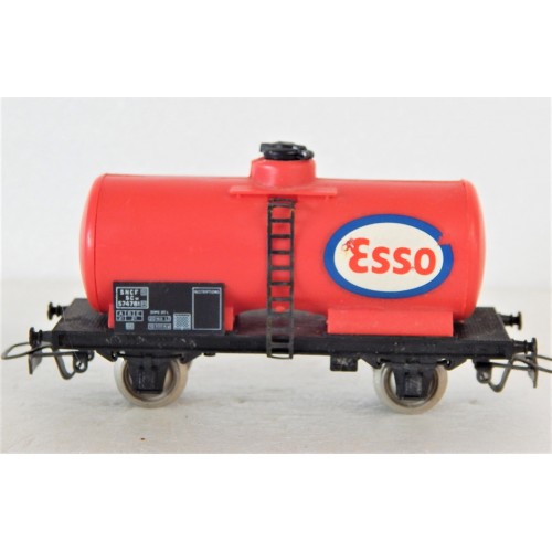 JOUEF WAGON CITERNE ESSO ROUGE A ESSIEUX ROUES METAL HO SANS BOITE