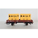 JOUEF WAGON PLAT A ESSIEUX 2 CONTAINERS BAILLY JAUNE HO SANS BOITE