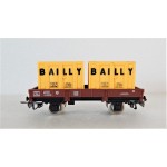 JOUEF WAGON PLAT A ESSIEUX 2 CONTAINERS BAILLY JAUNE HO SANS BOITE