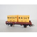 JOUEF WAGON PLAT A ESSIEUX 2 CONTAINERS BAILLY JAUNE HO SANS BOITE