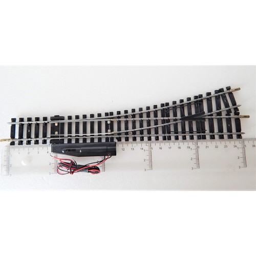 UN AIGUILLAGE LONG JOUEF RAILS ACIER ELECTRIQUE DERIVE GAUCHE - HO