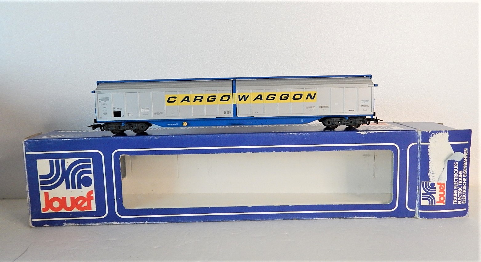 Jouef wagon plat à dossiers bâché avec boite HO ref 6752