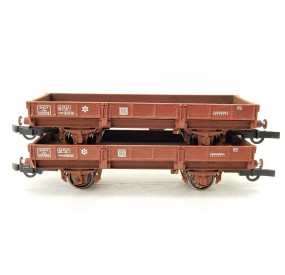 JOUEF DEUX WAGONS PLAT A ESSEIUX AMELIORER ET MODELISER HO EN BOITE CRISTAL