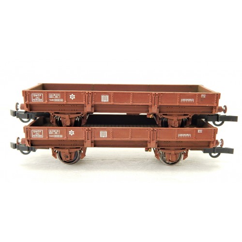 JOUEF DEUX WAGONS PLAT A ESSEIUX AMELIORER ET MODELISER HO EN BOITE CRISTAL