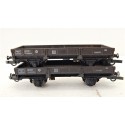 JOUEF DEUX WAGONS PLAT A ESSEIUX MARRON FONCE MODELISER HO EN BOITE CRISTAL