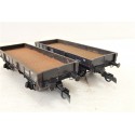 JOUEF DEUX WAGONS PLAT A ESSEIUX MARRON FONCE MODELISER HO EN BOITE CRISTAL