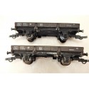 JOUEF DEUX WAGONS PLAT A ESSEIUX MARRON FONCE MODELISER HO EN BOITE CRISTAL