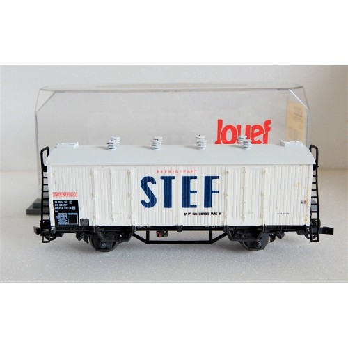 JOUEF WAGON COUVERT REFRIGERANT A ESSIEUX STEF SNCF BOITE CRISTAL 628000