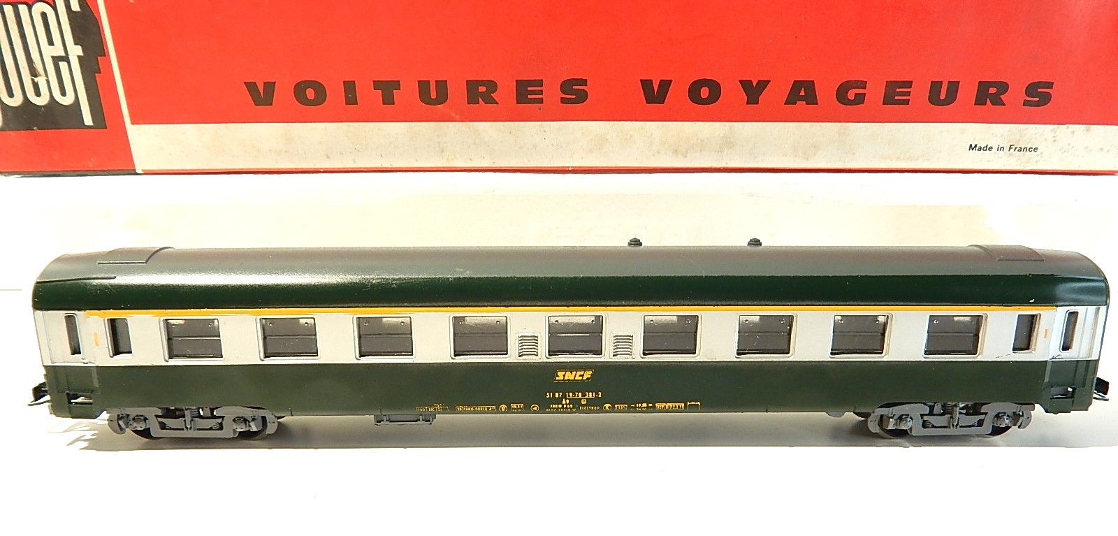 Voiture Voyageurs JOUEF 3e Classe OCEM RA Vert Toit Noir HJ4027 - NEUF