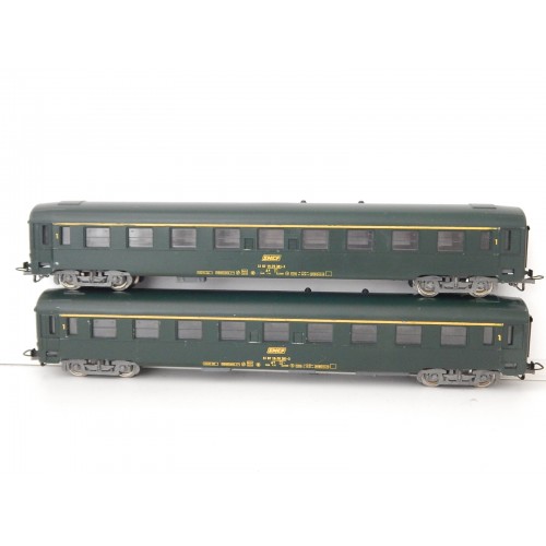 JOUEF LOT DE 2 VOITURES UIC VERTE 1 CL TOITE VERT SNCF A9 SANS BOITE HO
