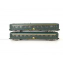 JOUEF LOT DE 2 VOITURES UIC VERTE 1 CL TOITE VERT SNCF A9 SANS BOITE HO