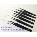 CC1008 OUTILS JEUX DE 6 PINCES BRUCELLES ANTISATATIQUE EN METAL DE PRECISION