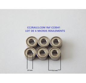 CC0041 LOT DE SIX MICRO ROULEMENT A BILLE BLINDE 2x5x2.5mm