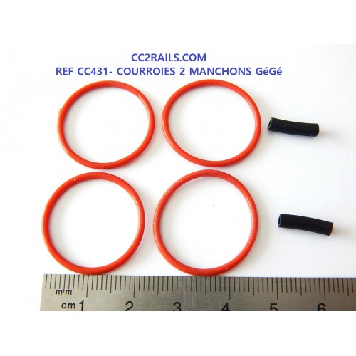 CC0431 KIT 4 COURROIES + 2 MANCHONS MOTEUR LOCOMOTIVE GEGE CC ET BB - HO