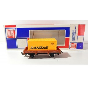 JOUEF WAGON PLAT A ESSIEUX CONTENEUR DANZAS HO EN BOITE BBR REF 6453