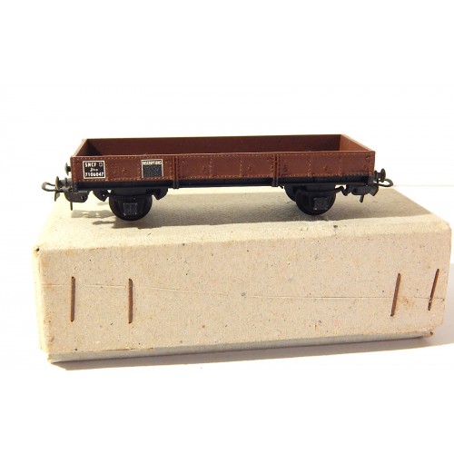 SMCF WAGON PLAT EN METAL MARRON A ESSIEUX SNCF TRES BON ETAT EN BOITE HO