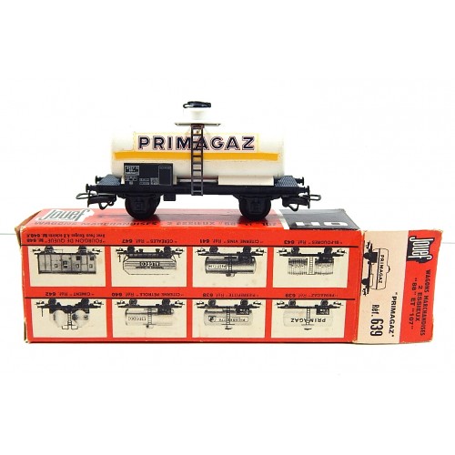 ref 639 RARE JOUEF UN WAGON CITERNE A ESSIEUX PRIMAGAZ HO BOITE CARTON