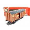 JOUEF WAGON COUVERT UIC SNCF MARRON A ESSIEUX HO BOITE CARTON + VITRE REF 624