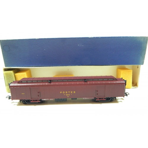FRANCE TRAIN VOITURE ALLEGE POSTALE PEZ EN BOITE HO REF 407 BOITE BLEU