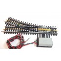 R 16086 JEP DEUX AIGUILLAGES COMMANDE ELEC+ MANU GAUCHE ET DROITE 3 RAILS HO