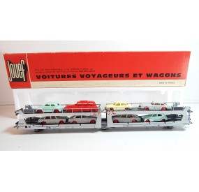 REF 6571 JOUEF WAGON STVA ARTICULER + 8 VOITURES EN BOITE ROUGE HO N°2